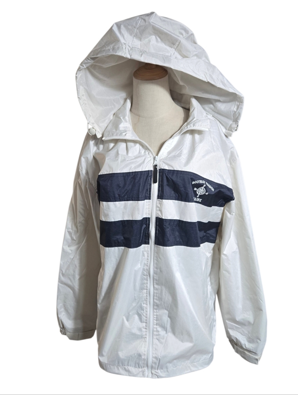 Gimbel's Dept Store Boothbay Maine Vintage Hooded White Rain Jacket